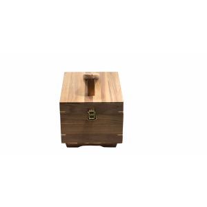 Cassetta porta lucidi in legno noce canaletto con poggiapiedi vuota