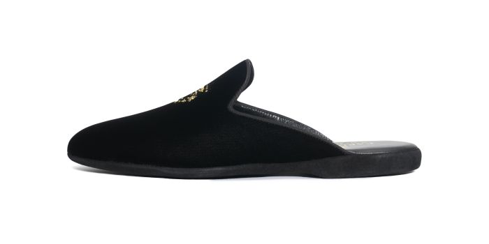  VENDOME, SKU: G15R-Pantofola classica in velluto nero e logo Cardinale