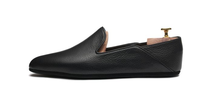 MONTRMATRE, SKU: GC5-PANTOFOLA CHIUSA IN CERVO CON CUCITURA STONDATA-FONDO GOMMA