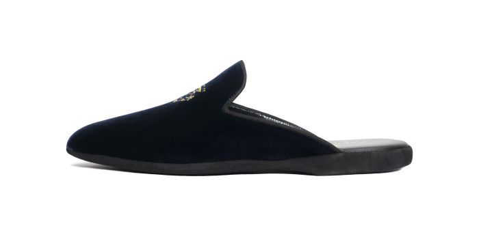  VENDOME, SKU: G15R-Pantofola classica in velluto blu e logo Cardinale
