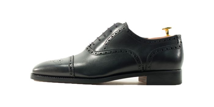 QUEEN , SKU: 5625-vitello nero-cuoio-punta quadratina