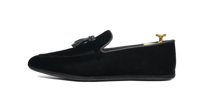 ROCHELLE, SKU: GC1AN-PANTOFOLA CON FIOCCHETTO IN VELLUTO NERO-GOMMA